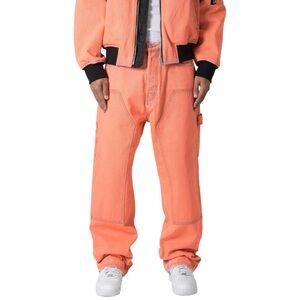 mnml Men's Ultra Baggy Double Knee Denim-Orange Jeans Cargo 32 , NEW